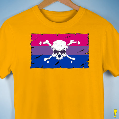 Bisexual Pride Pirate Flag Premium Unisex T-Shirt - Gold