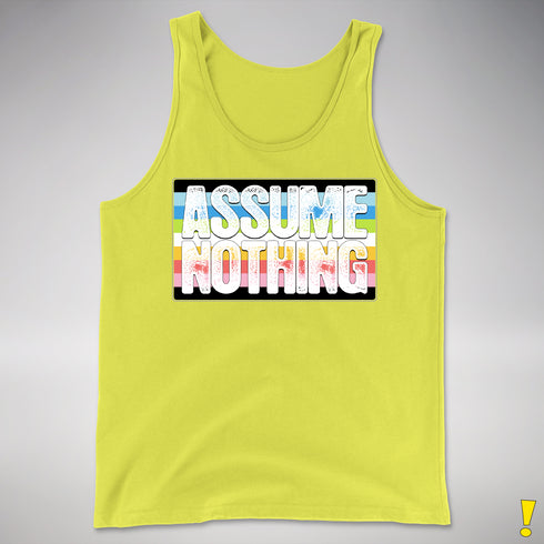 Assume Nothing Queer Pride Flag Premium Tank Top - Neon Yellow