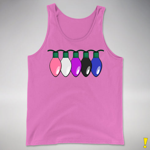 Genderfluid Pride Christmas Lights Premium Tank Top - Neon Pink