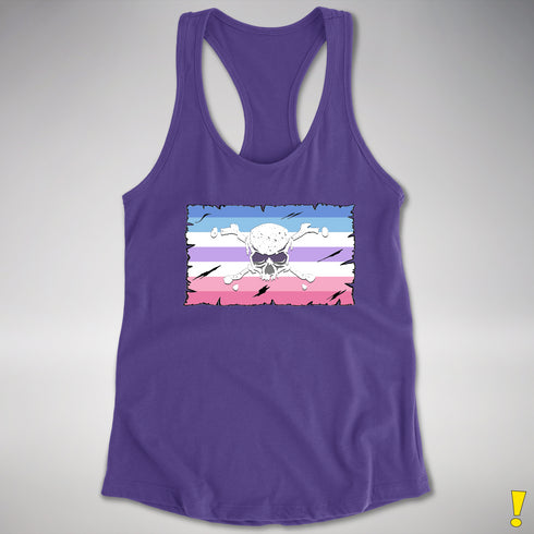 Bigender Pride Pirate Flag Racerback Tank - Purple