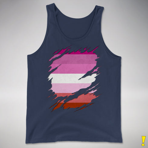 Pink Lesbian Ripped Reveal Premium Tank Top - Navy