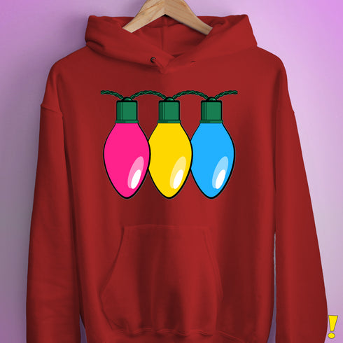 Pansexual Pride Christmas Lights Hoodie - Red