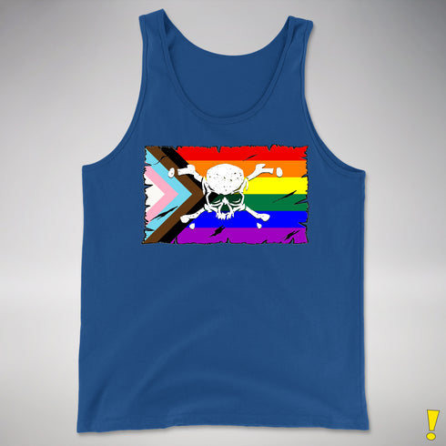 LGBTQ Progress Pride Pirate Flag Premium Tank Top - Royal Blue