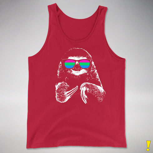 Pride Sloth Polysexual Flag Sunglasses Premium Tank Top - Red