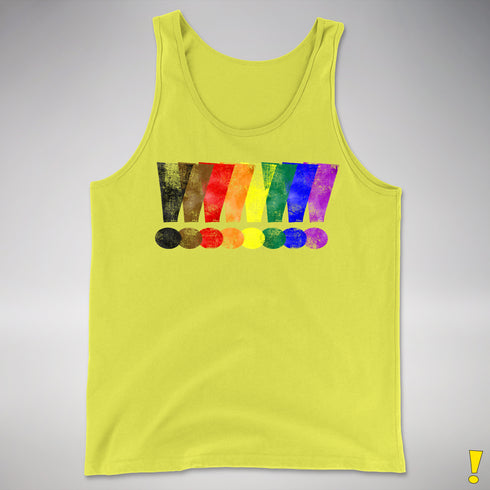 Distressed Philly LGBTQ Pride Whee! Exclamation Points Premium Tank - Neon Yellow