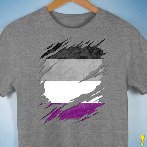 Asexual Pride Flag Ripped Reveal Premium Unisex T-Shirt - Grey Heather