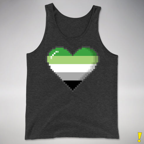 Aromantic Pride 8-Bit Pixel Heart Premium Tank Top - Charcoal Triblend