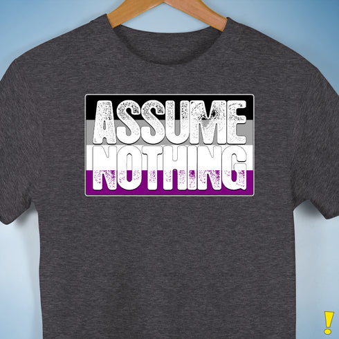 Assume Nothing Asexual Pride Flag Premium Unisex T-Shirt - Dark Grey Heather
