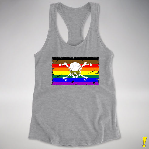 Philly LGBTQ Pride Pirate Flag Racerback Tank - Heather Grey