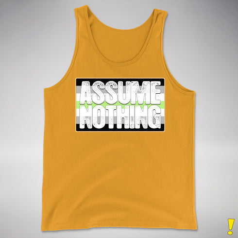 Assume Nothing Agender Pride Flag Premium Tank Top - Gold