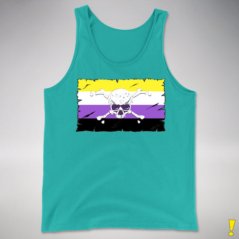 Nonbinary Pride Pirate Flag Premium Tank Top - Teal