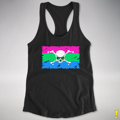 Polysexual Pride Pirate Flag Racerback Tank - Black