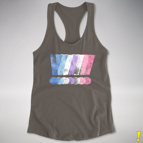 Bigender Pride Grunge Exclamation Points Racerback Tank - Dark Grey