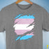 Transgender Pride Flag Ripped Reveal Premium Unisex T-Shirt - Grey Heather