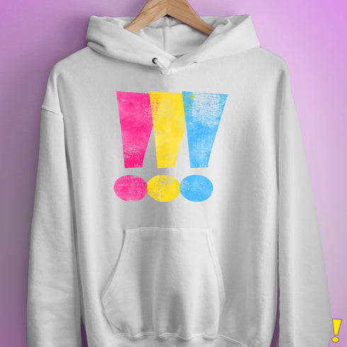 Pansexual Pride Exclamation Points Hoodie - White