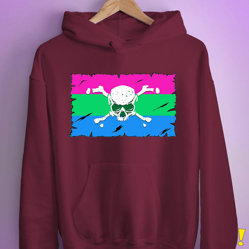 Polysexual Pride Pirate Flag Hoodie - Maroon