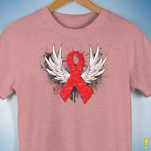 Winged Red Ribbon - World AIDS Day Premium Unisex T-Shirt - Mauve Heather