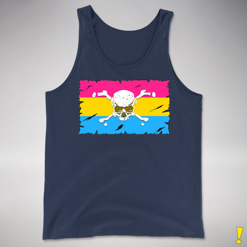 Pansexual Pride Pirate Flag Premium Tank Top - Navy