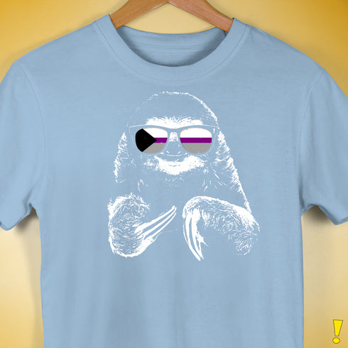Pride Sloth Demisexual Pride Flag Sunglasses Premium Unisex T-Shirt - Baby Blue