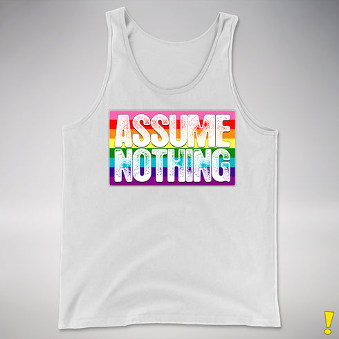 Assume Nothing Gilbert Baker Original LGBTQ Gay Pride Flag Premium - White