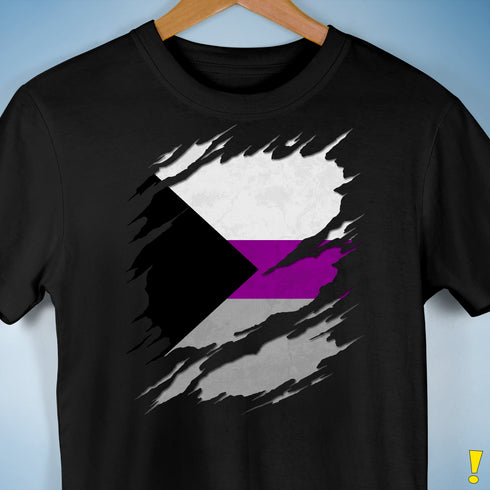 Demisexual Pride Flag Ripped Reveal Premium Unisex T-Shirt - Black