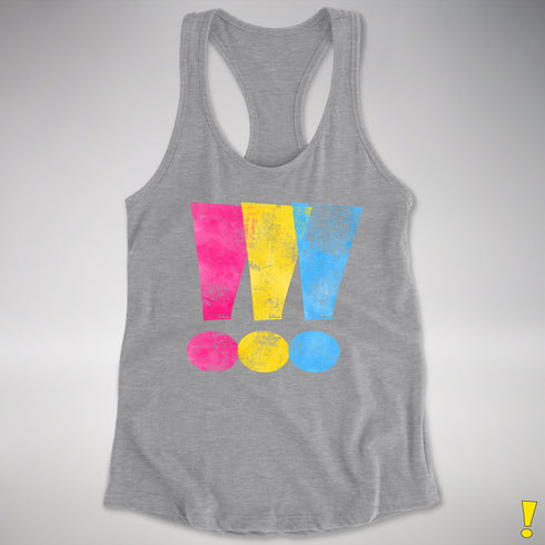 Pansexual Pride Exclamation Points Racerback Tank - Heather Grey