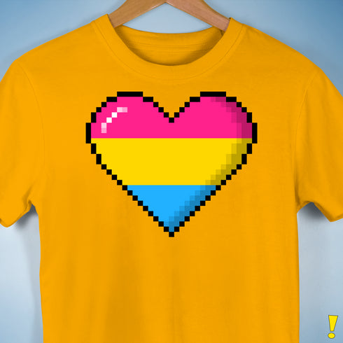 Pansexual Pride 8-Bit Pixel Heart Premium Unisex T-Shirt - Gold