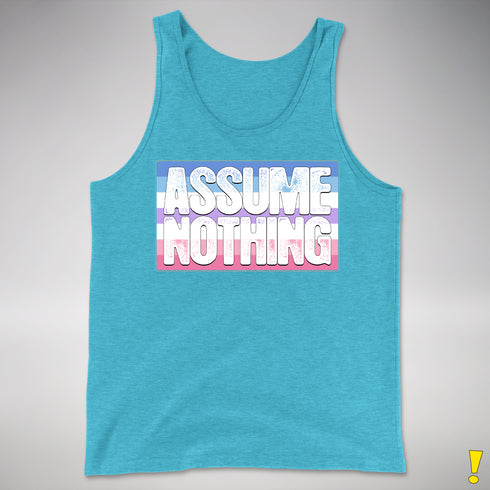 Assume Nothing Bigender Pride Flag Premium Tank Top - Aqua Triblend