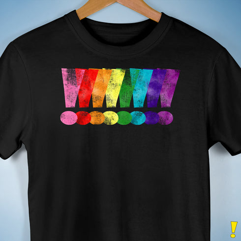 Distressed Gilbert Baker LGBTQ Pride Exclamation Points Premium - Black