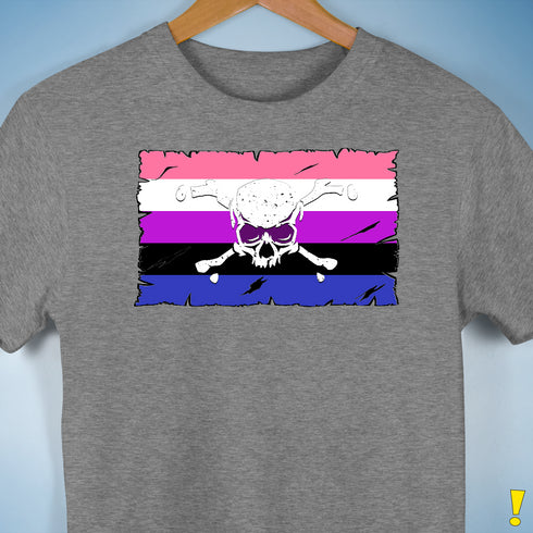 Genderfluid Pride Pirate Flag Premium Unisex T-Shirt - Grey Heather