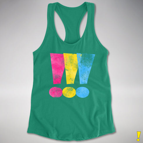 Pansexual Pride Exclamation Points Racerback Tank - Kelly Green
