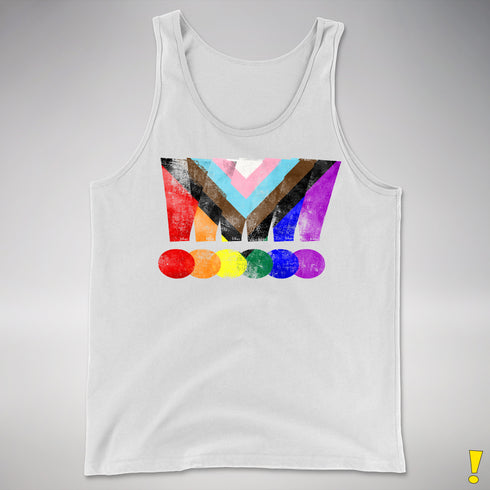LGBTQ Progress Pride Grunge Exclamation Points Premium Tank Top - White