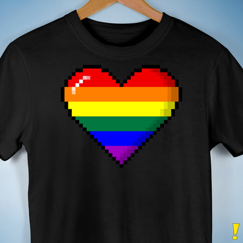 LGBTQ Pride8-Bit Pixel Heart Premium Unisex T-Shirt - Black