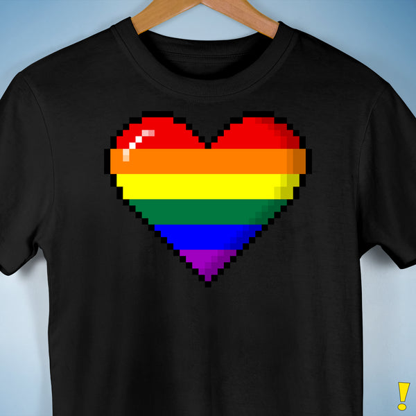 LGBTQ Pride8-Bit Pixel Heart Premium Unisex T-Shirt - Black