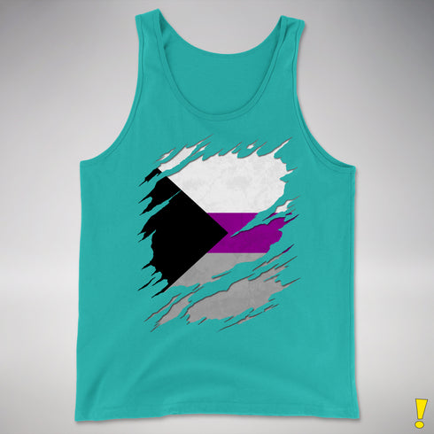 Demisexual Pride Flag Ripped Reveal Premium Tank Top - Teal