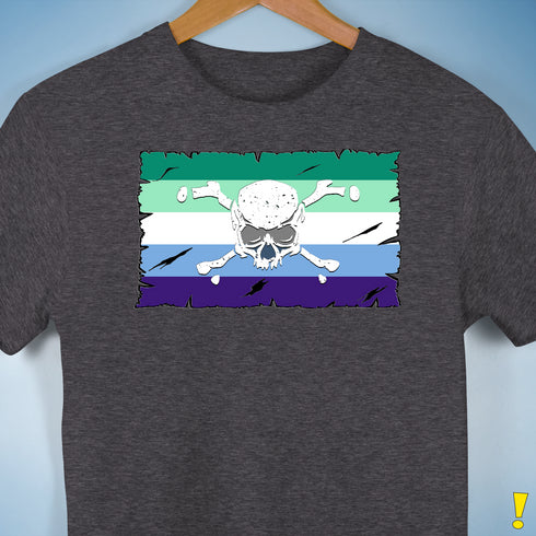 Gay Male Pride Pirate Flag Premium Unisex T-Shirt - Dark Grey Heather