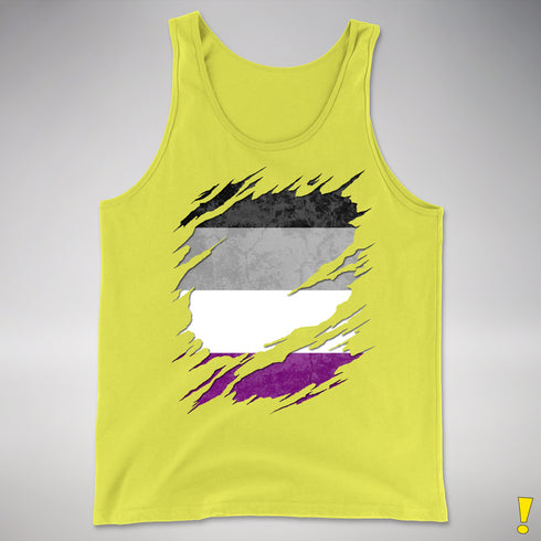 Asexual Pride Flag Ripped Reveal Premium Tank Top - Neon Yellow