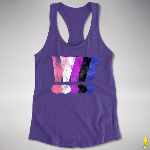 Genderfluid Pride Grunge Exclamation Points Racerback Tank - Purple