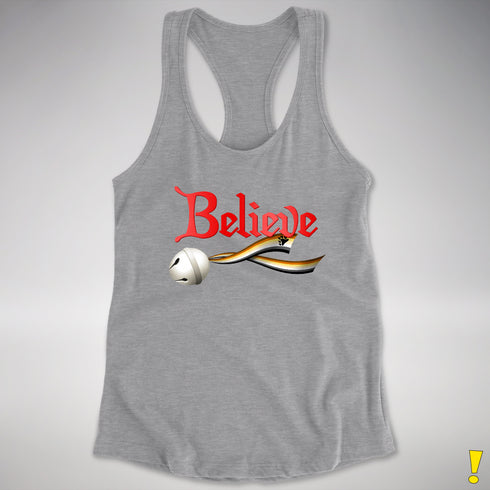 Believe Bear Pride Jingle Bell Racerback Tank - Heather Grey