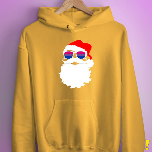 Santa Claus Bisexual Pride Flag Sunglasses Hoodie - Mustard