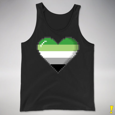 Aromantic Pride Pixel Heart Premium Tank Top - Black