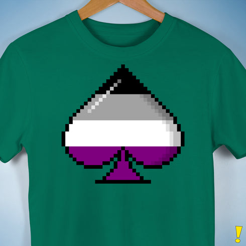 Asexual Pride 8-Bit Pixel Ace of Spades Premium Unisex T-Shirt - Kelly Green