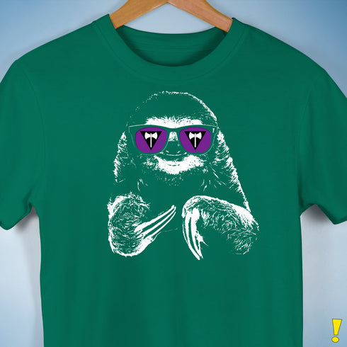 Pride Sloth Lesbian Labrys Flag Sunglasses Premium Unisex T-Shirt - Kelly Green