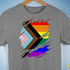 LGBTQ Progress Pride Flag Ripped Reveal Premium Unisex T-Shirt - Grey Heather
