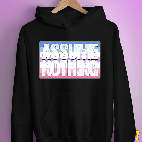 Assume Nothing Bigender Pride Flag Hoodie - Black