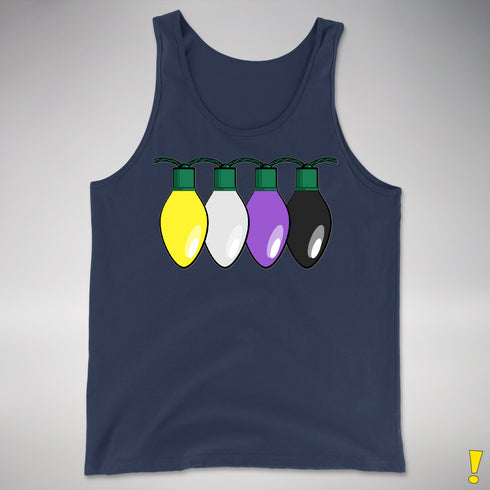 Nonbinary Pride Christmas Lights Premium Tank Top - Navy