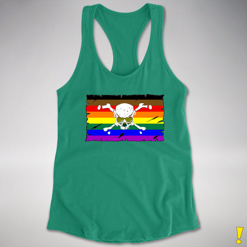 Philly LGBTQ Pride Pirate Flag Racerback Tank - Kelly Green