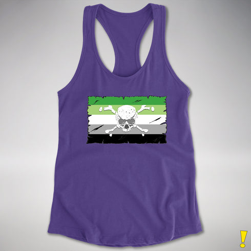Aromantic Pride Pirate Flag Racerback Tank - Purple