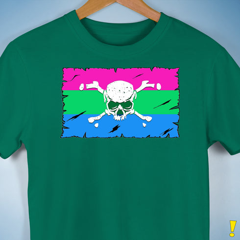 Polysexual Pride Pirate Flag Premium Unisex T-Shirt - Kelly Green