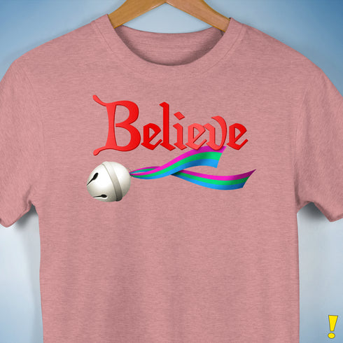 Believe Polysexual Pride Jingle Bell Premium Unisex T-Shirt - Mauve Heather
